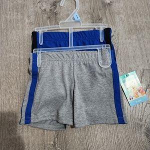 Garanimals Boys 2 pair shorts grey blue black lines 3-6 or 18 months toddler